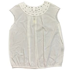 Max Edition Womens NEW white blouse floral neck size L